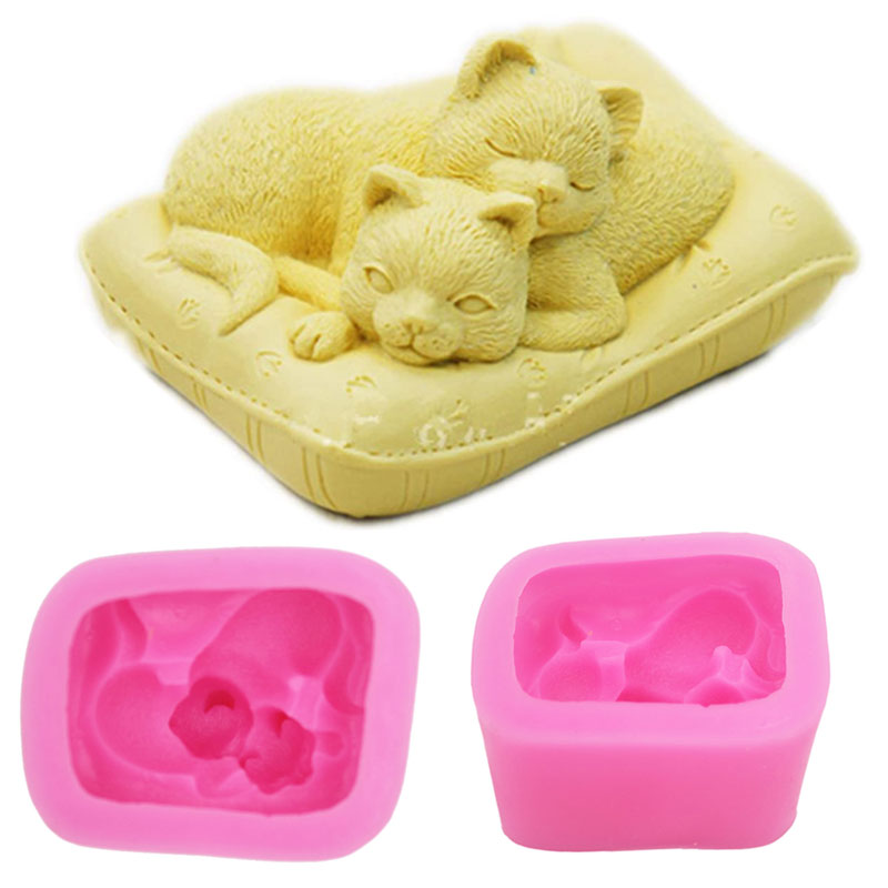Soap Making Art - Yapışmaz silikon kedi kalıp 3D silikon