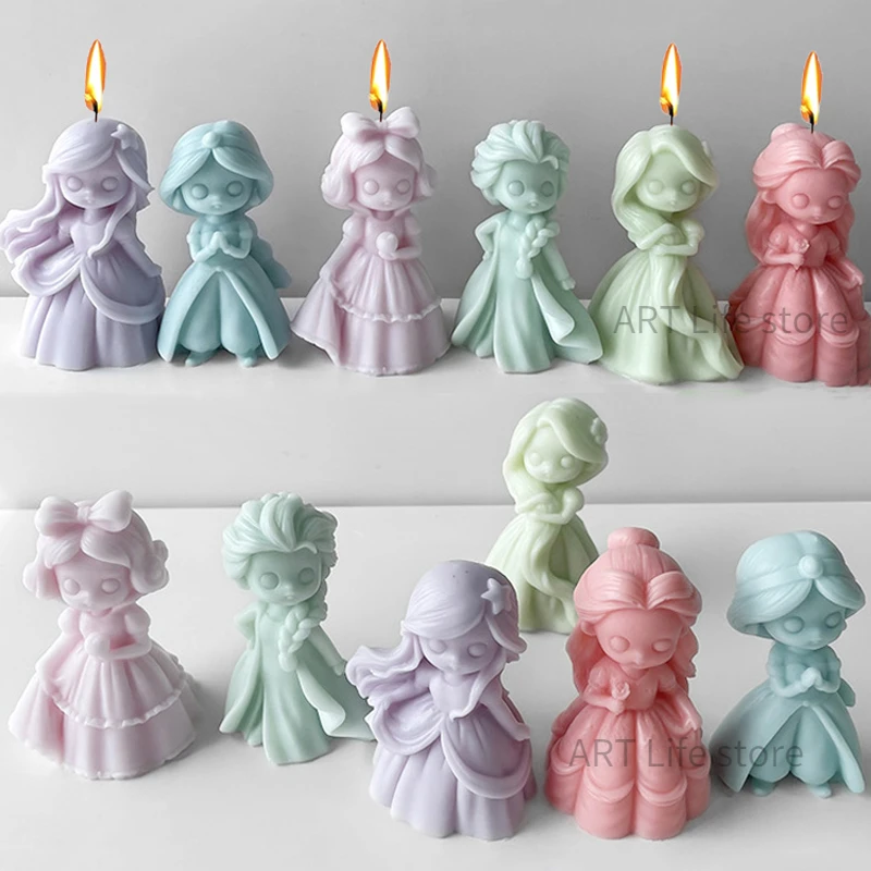 Soap Making Ideas - 6 prenses bebek silikon mum kalıp