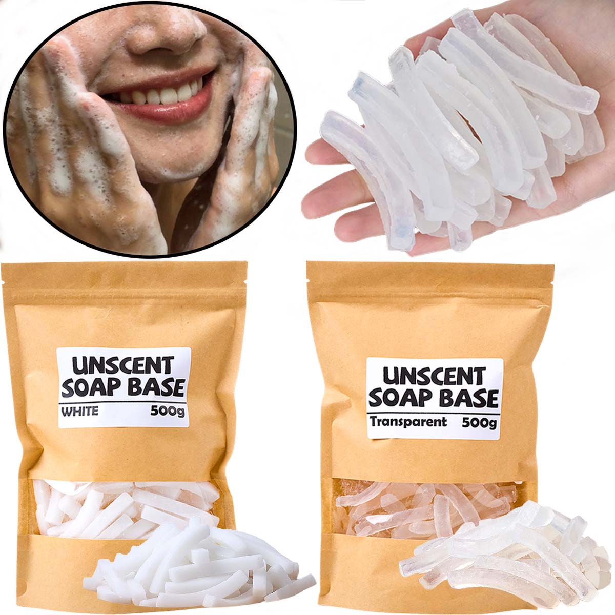 Soap Making Raw Material - 500g Şeffaf Beyaz Renkli Sabun Bazı