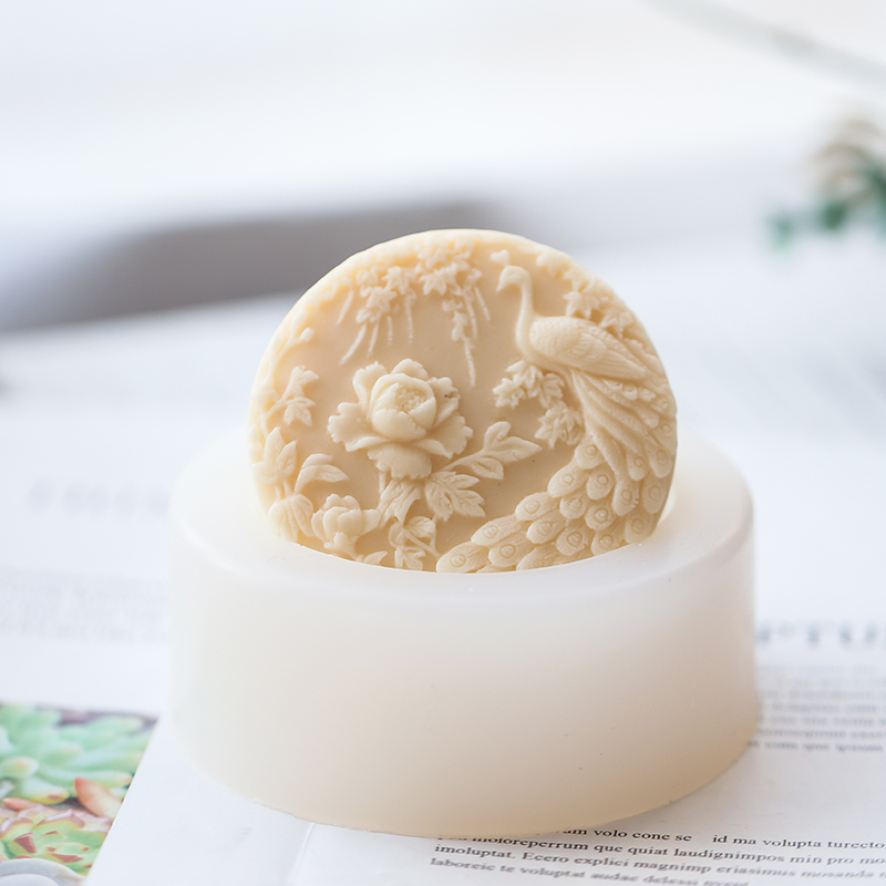 Soap Making Art - Tavuskuşu Çiçek Desen Silikon Sabun Kalıp